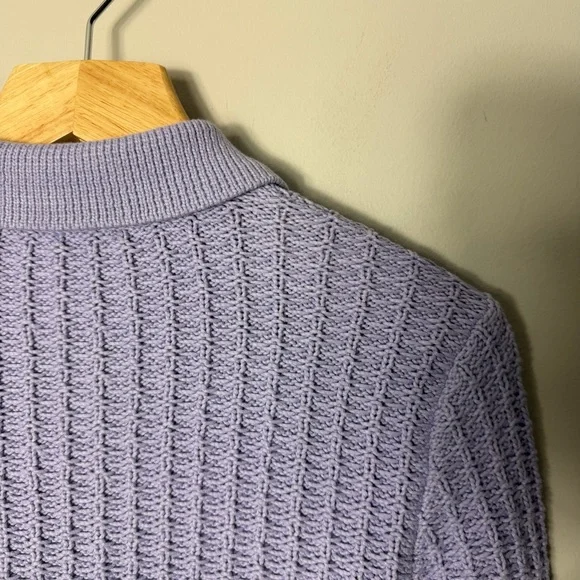 Ann Taylor Purple Sweater Cardigan Jacket Lavender Gold Buttons Medium Petite *B - Picture 10 of 11